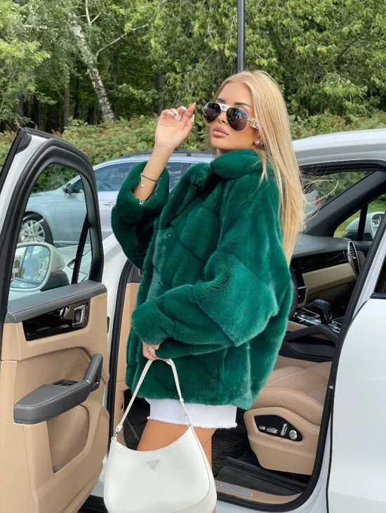 Автоледи из меха норки NAFA - изумруд