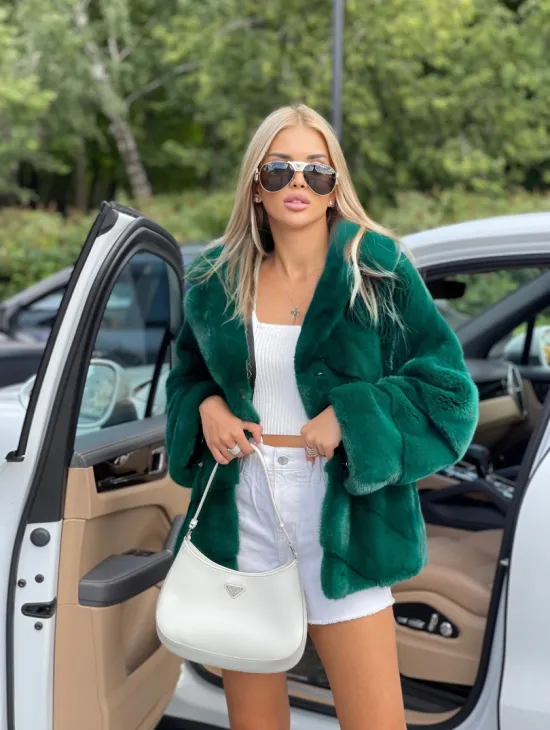 Автоледи из меха норки NAFA - изумруд