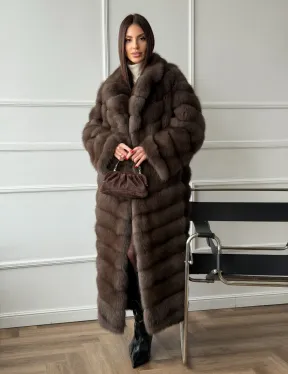 Длинная шуба из меха куницы Exclusive fur