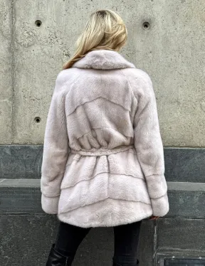 Светлый норковый полушубок PREMIUM FUR с английским воротником