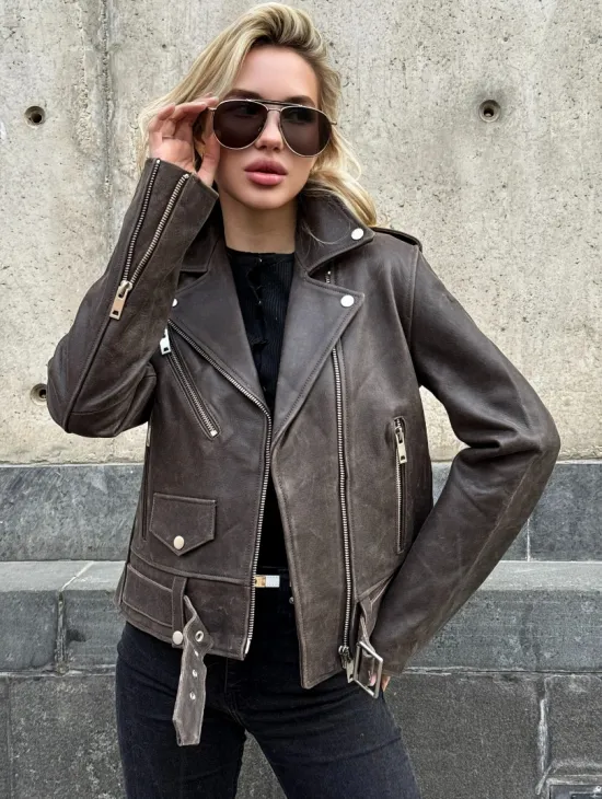 Косуха женская из винтажной кожи