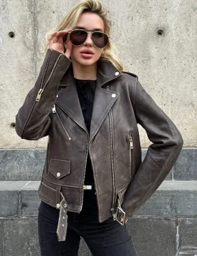 Косуха женская из винтажной кожи