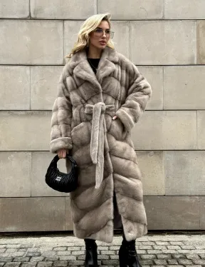Кимоно - шуба норковая с английским воротником цвет Silver
