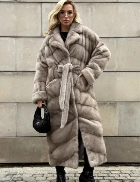 Кимоно - шуба норковая с английским воротником цвет Silver