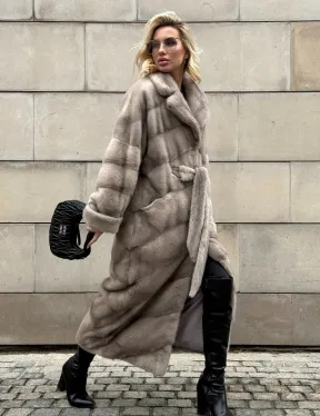 Кимоно - шуба норковая с английским воротником цвет Silver