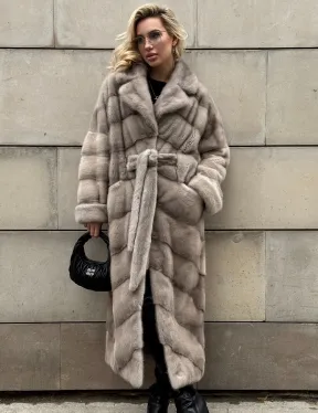 Кимоно - шуба норковая с английским воротником цвет Silver