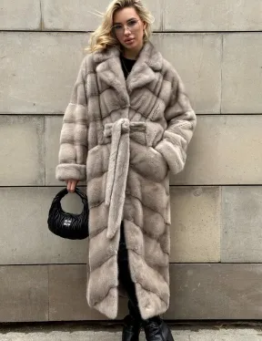 Кимоно - шуба норковая с английским воротником цвет Silver