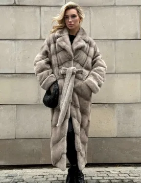 Кимоно - шуба норковая с английским воротником цвет Silver