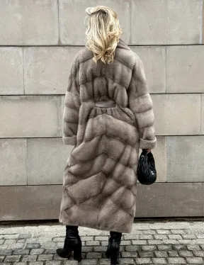 Кимоно - шуба норковая с английским воротником цвет Silver