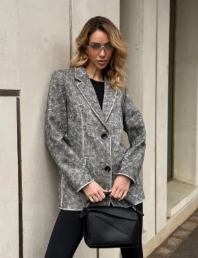 Женский кожаный пиджак Retro style весна 2025 - Vintage Marble