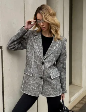 Женский кожаный пиджак Retro style весна 2025 - Vintage Marble