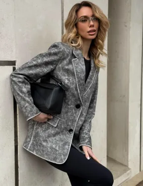 Женский кожаный пиджак Retro style весна 2025 - Vintage Marble