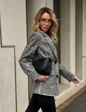 Женский кожаный пиджак Retro style весна 2025 - Vintage Marble