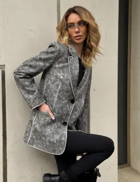 Женский кожаный пиджак Retro style весна 2025 - Vintage Marble