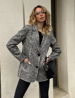 Женский кожаный пиджак Retro style весна 2025 - Vintage Marble