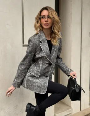 Женский кожаный пиджак Retro style весна 2025 - Vintage Marble