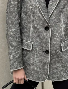 Женский кожаный пиджак Retro style весна 2025 - Vintage Marble