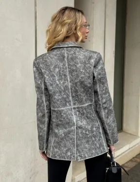 Женский кожаный пиджак Retro style весна 2025 - Vintage Marble