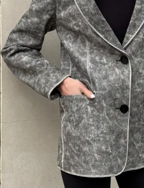 Женский кожаный пиджак Retro style весна 2025 - Vintage Marble