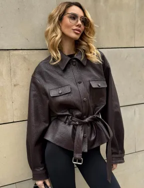 Стильная куртка - рубашка из натуральной кожи Joomba средней длины