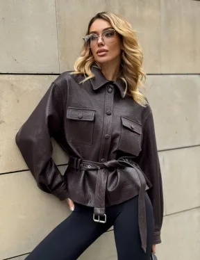 Стильная куртка - рубашка из натуральной кожи Joomba средней длины