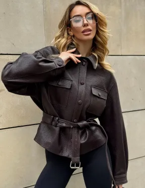 Стильная куртка - рубашка из натуральной кожи Joomba средней длины