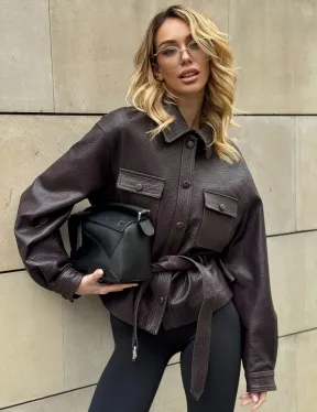 Стильная куртка - рубашка из натуральной кожи Joomba средней длины