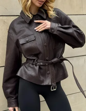 Стильная куртка - рубашка из натуральной кожи Joomba средней длины