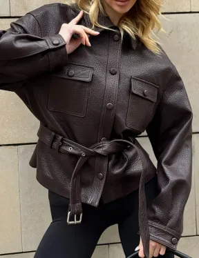 Стильная куртка - рубашка из натуральной кожи Joomba средней длины