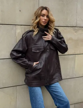 Кутка - бомбер оверсайз из натуральной кожи в стиле Y2K