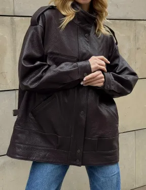 Кутка - бомбер оверсайз из натуральной кожи в стиле Y2K