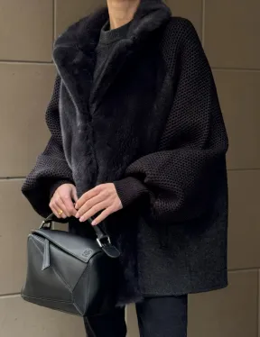 Шерстяная женская куртка с отделкой из меха норки