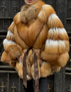 Шуба - пончо из меха рыжей (огненной) лисы
