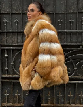 Шуба - пончо из меха рыжей (огненной) лисы