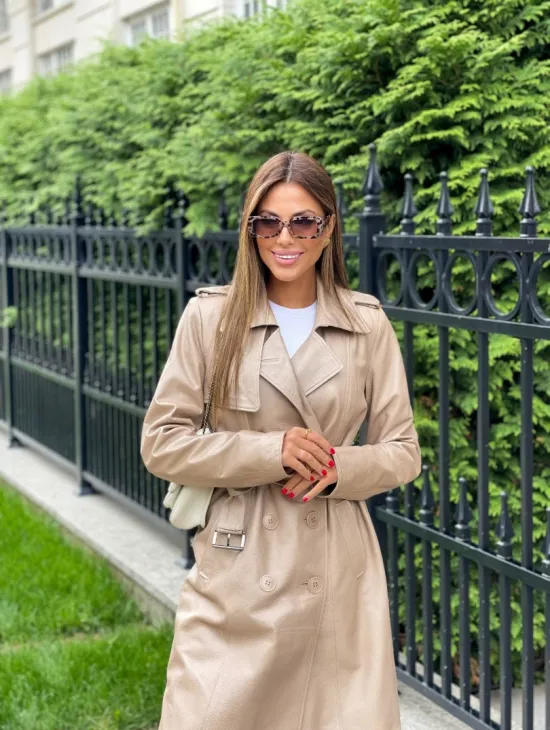 Кожаный тренч на пуговицах