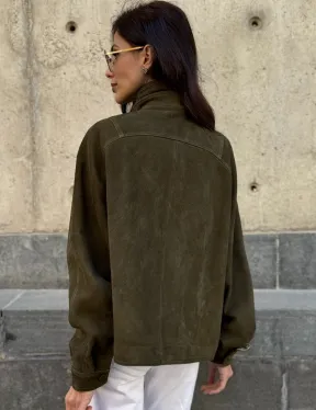 Женский замшевый блейзер - стойка воротник