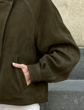 Женский замшевый блейзер - стойка воротник