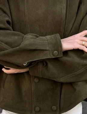 Женский замшевый блейзер - стойка воротник