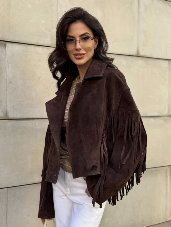 Кожаная куртка с бахромой