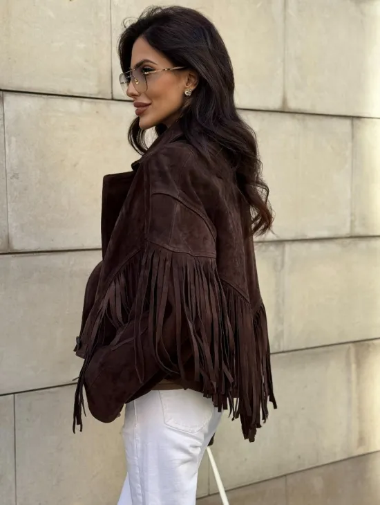 Кожаная куртка с бахромой