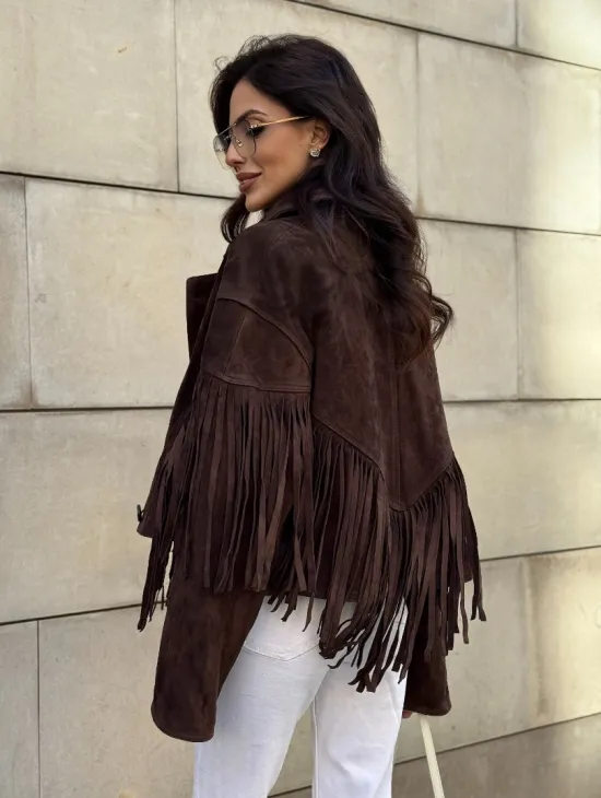 Кожаная куртка с бахромой