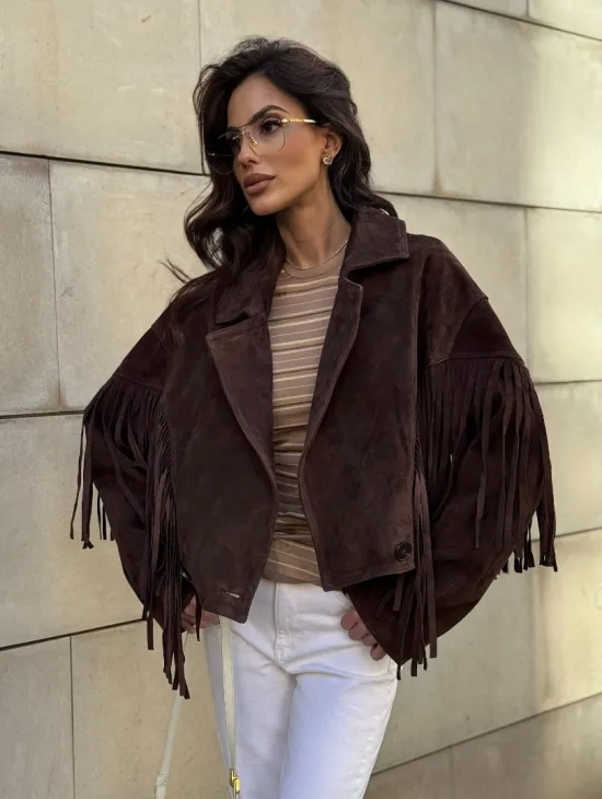 Кожаная куртка с бахромой
