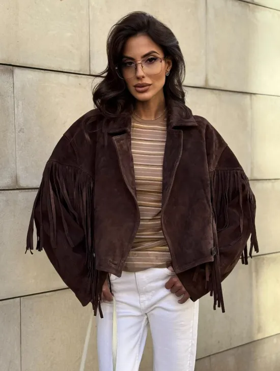 Кожаная куртка с бахромой