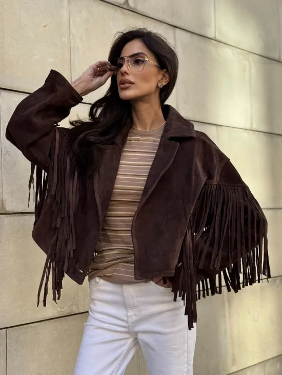 Кожаная куртка с бахромой