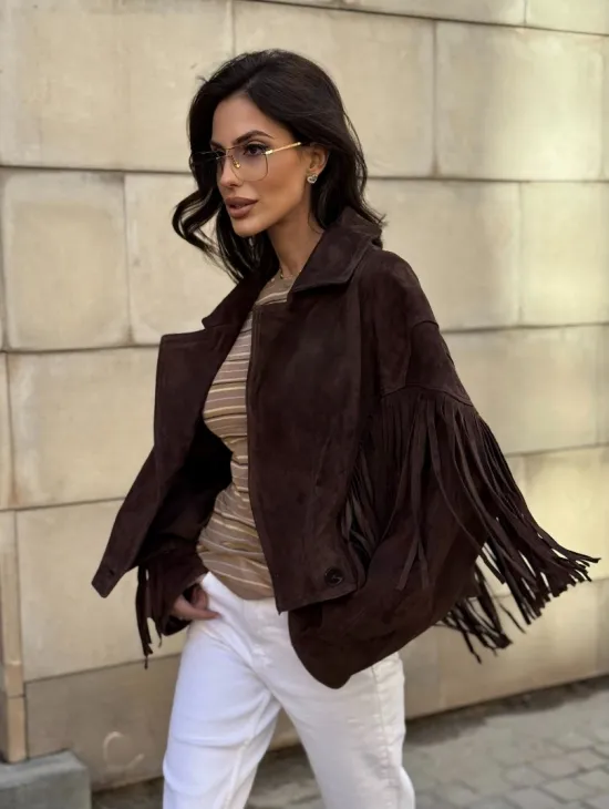 Кожаная куртка с бахромой