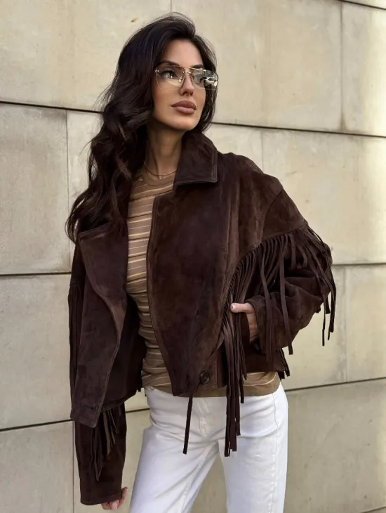 Кожаная куртка с бахромой