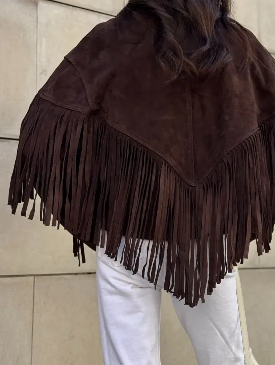 Кожаная куртка с бахромой