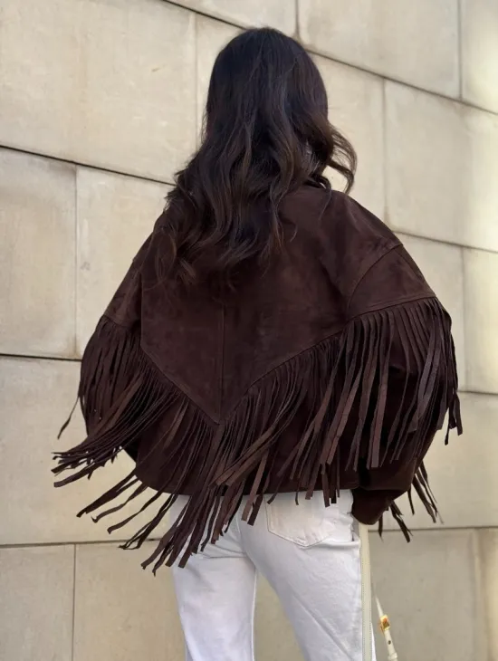 Кожаная куртка с бахромой