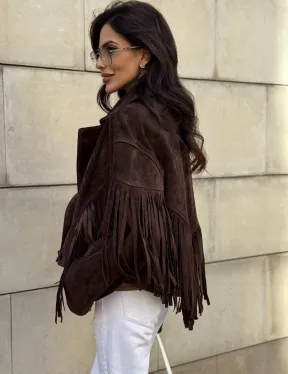 Кожаная куртка с бахромой