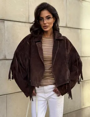 Кожаная куртка с бахромой
